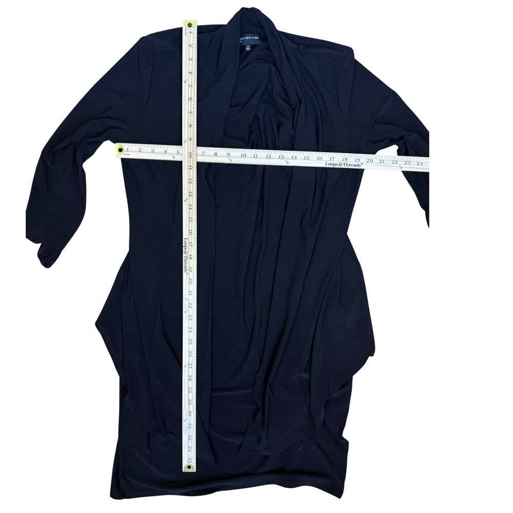 Jones New York Dress Women 14 Black Drape Neck Sheath Attached Cardigan Layered‎ - Picture 8 of 8